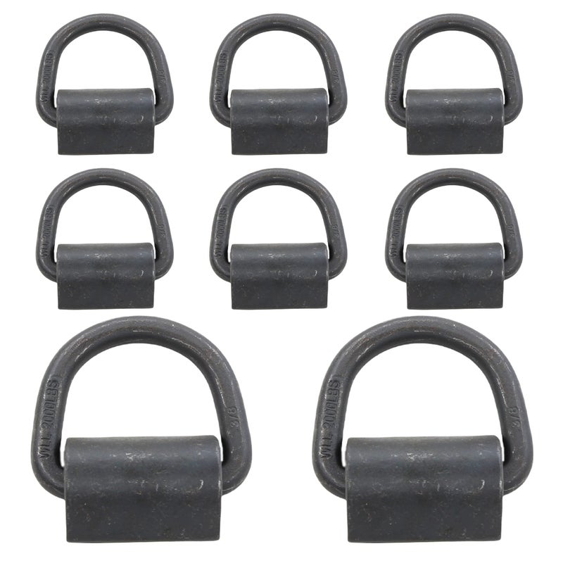 WorldPac (Pack of 8) 3/8" 2,000lbs Working Load Limit Capacity Weld-on Flip D-ring Anchor - Image 1
